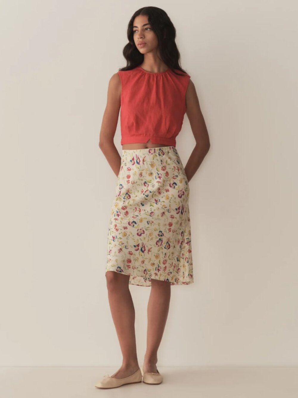 Doen NWOT Elowette Floral Silk Blend Skirt L